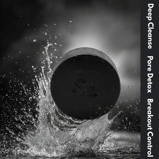 Skinziya Charglow Activated Bamboo Charcoal Soap Deep Detox, Pore Purifying & Oil Control Cleansing Bar with Vitamin E | For Face & Body | Men & Women - Skinziya