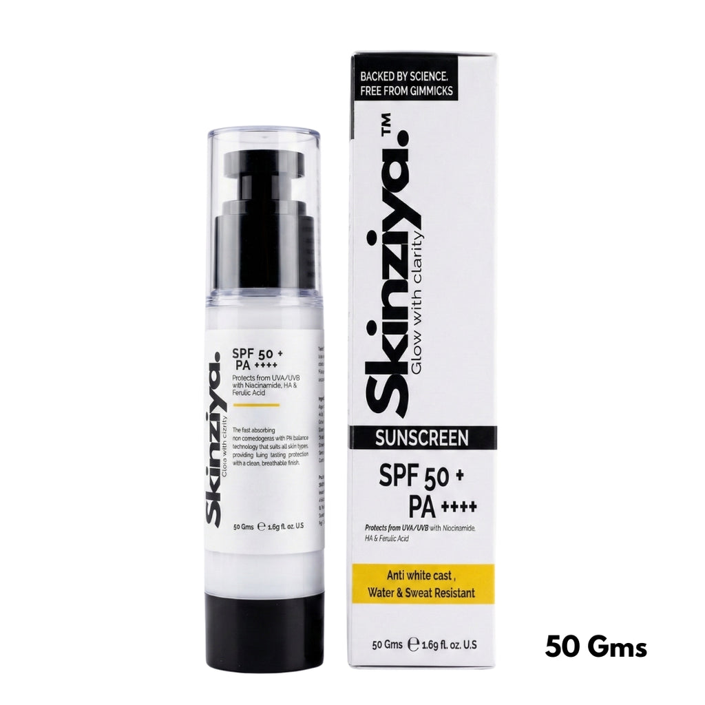 Skinziya SPF 50+ PA++++ Sunscreen Broad Spectrum UVA/UVB Protection