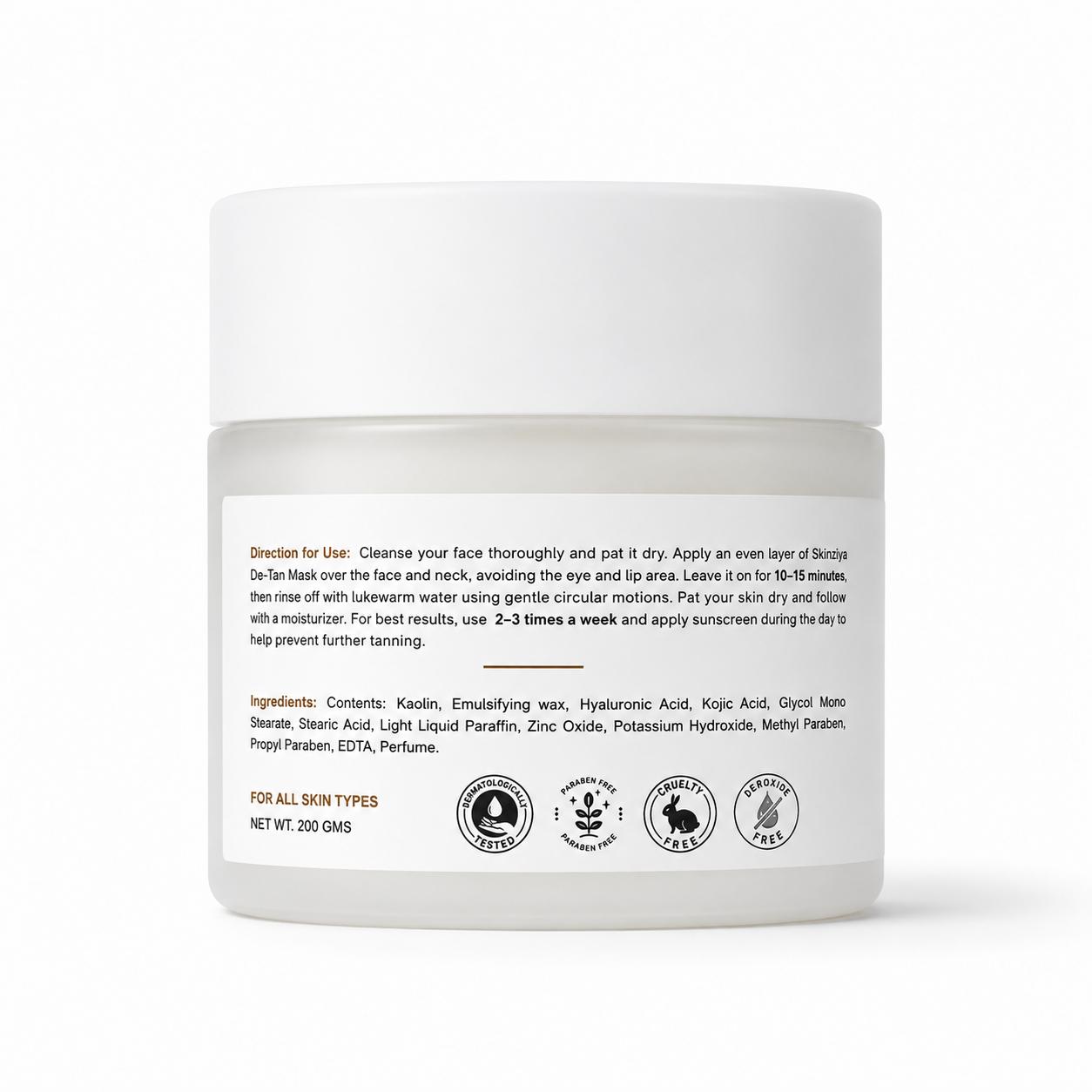 Skinziya De-Tan Face Mask - With Kojic Acid | 200 Gms