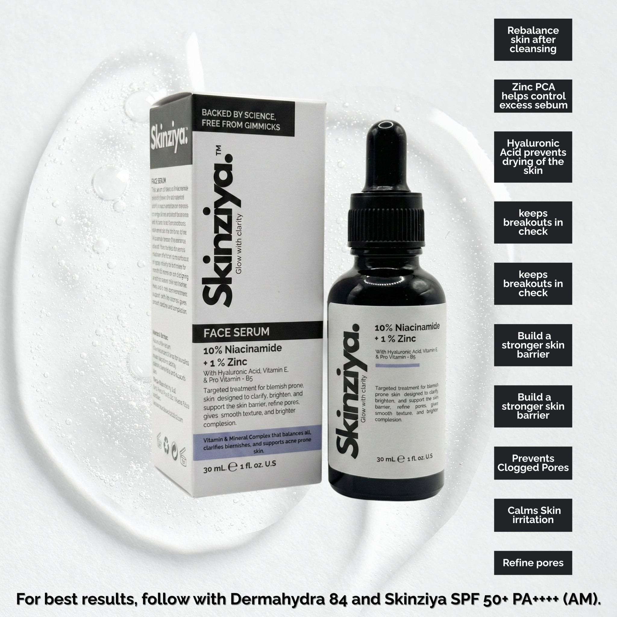 Skinziya 10% Niacinamide + 1% Zinc Serum – Oil Control & Pore Refining - Skinziya