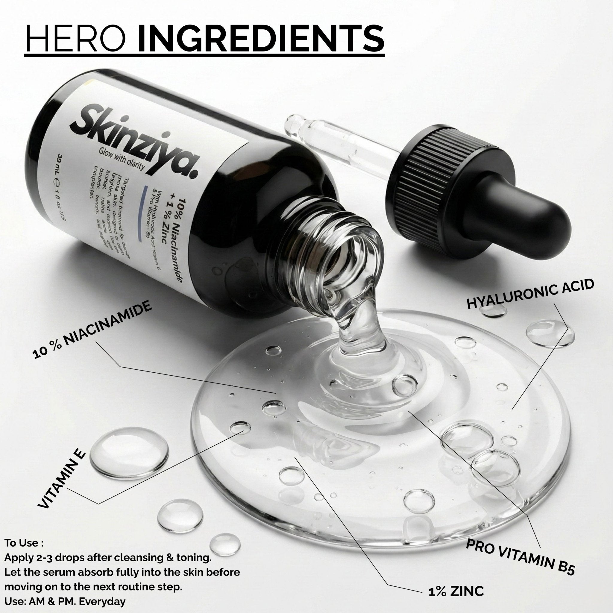 Skinziya 10% Niacinamide + 1% Zinc Serum – Oil Control & Pore Refining - Skinziya