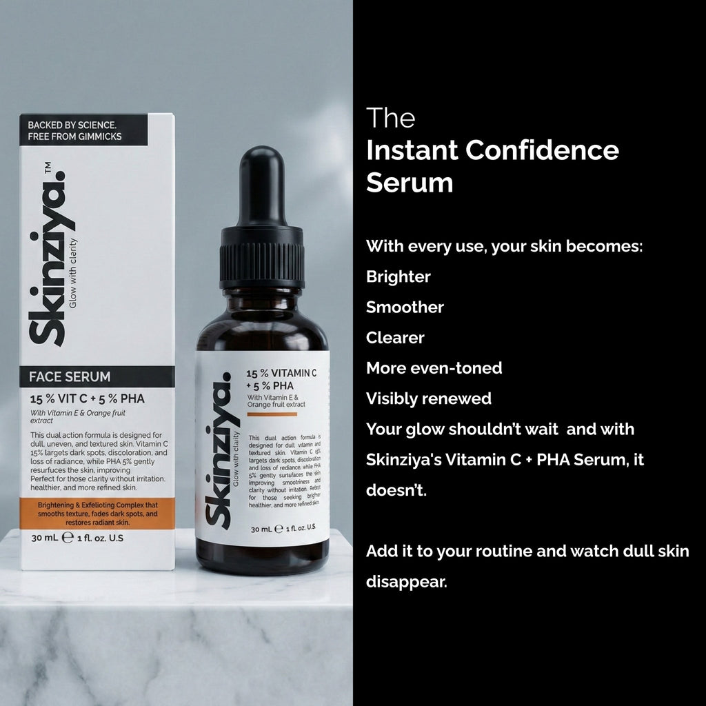 Skinziya 15% Vitamin C + 5% PHA Face Serum – Brightening & Glow Booster - Skinziya