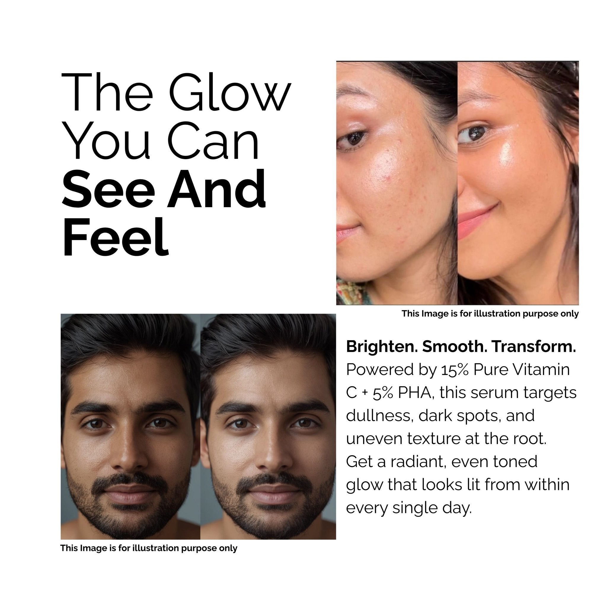 Skinziya 15% Vitamin C + 5% PHA Face Serum – Brightening & Glow Booster - Skinziya