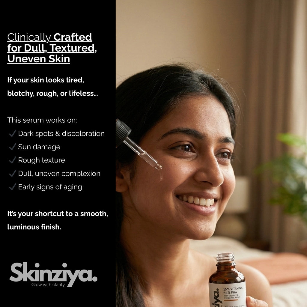 Skinziya 15% Vitamin C + 5% PHA Face Serum – Brightening & Glow Booster - Skinziya