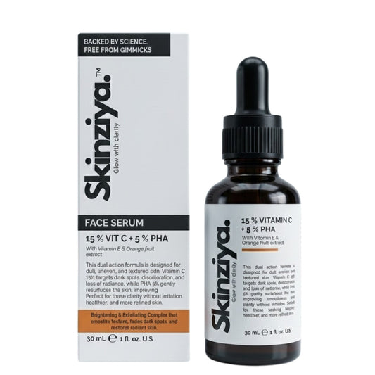 Skinziya 15% Vitamin C + 5% PHA Face Serum – Brightening & Glow Booster - Skinziya