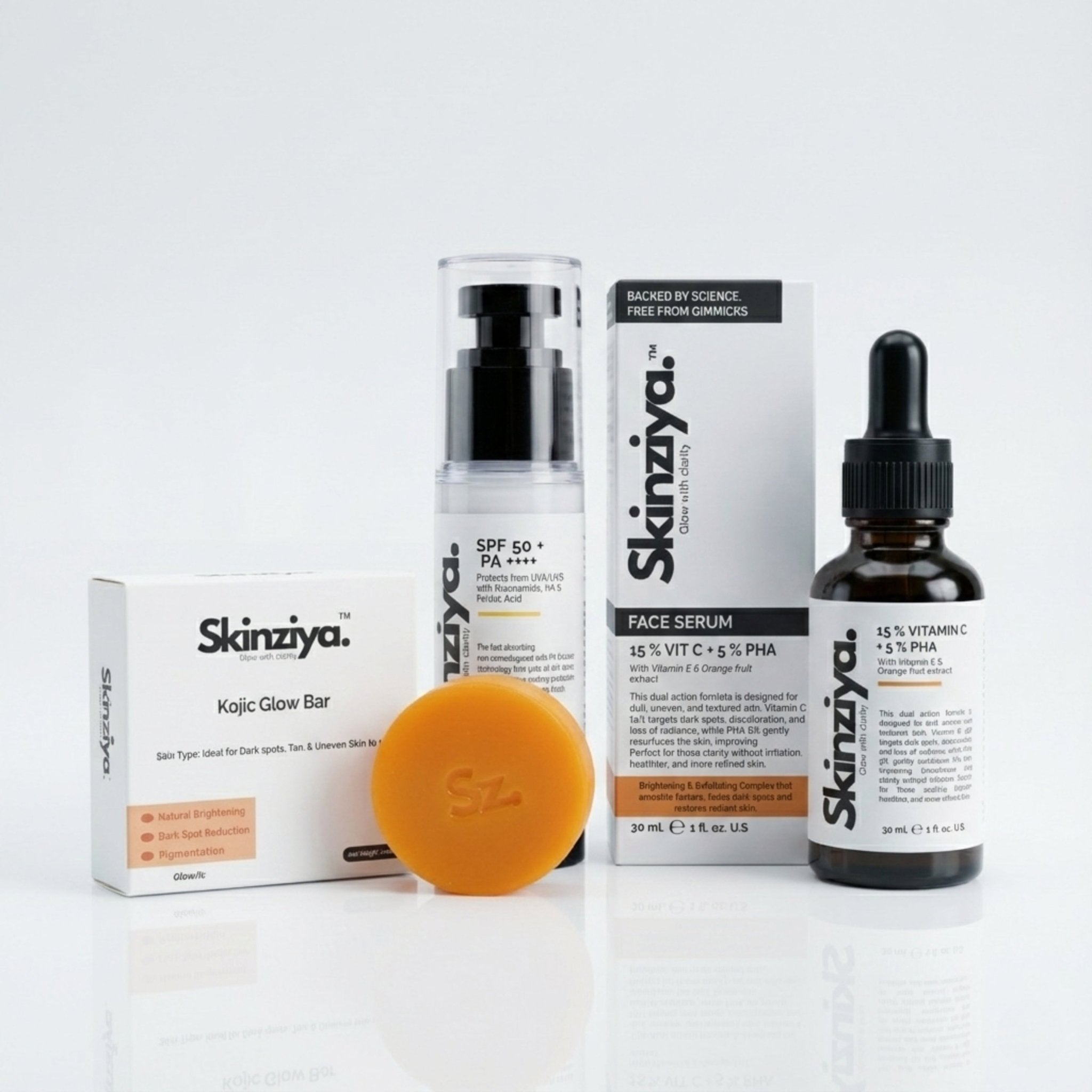 Skinziya Glow Repair Combo, Cleanse, Treat & Protect Routine for Dull & Damaged Skin - Skinziya