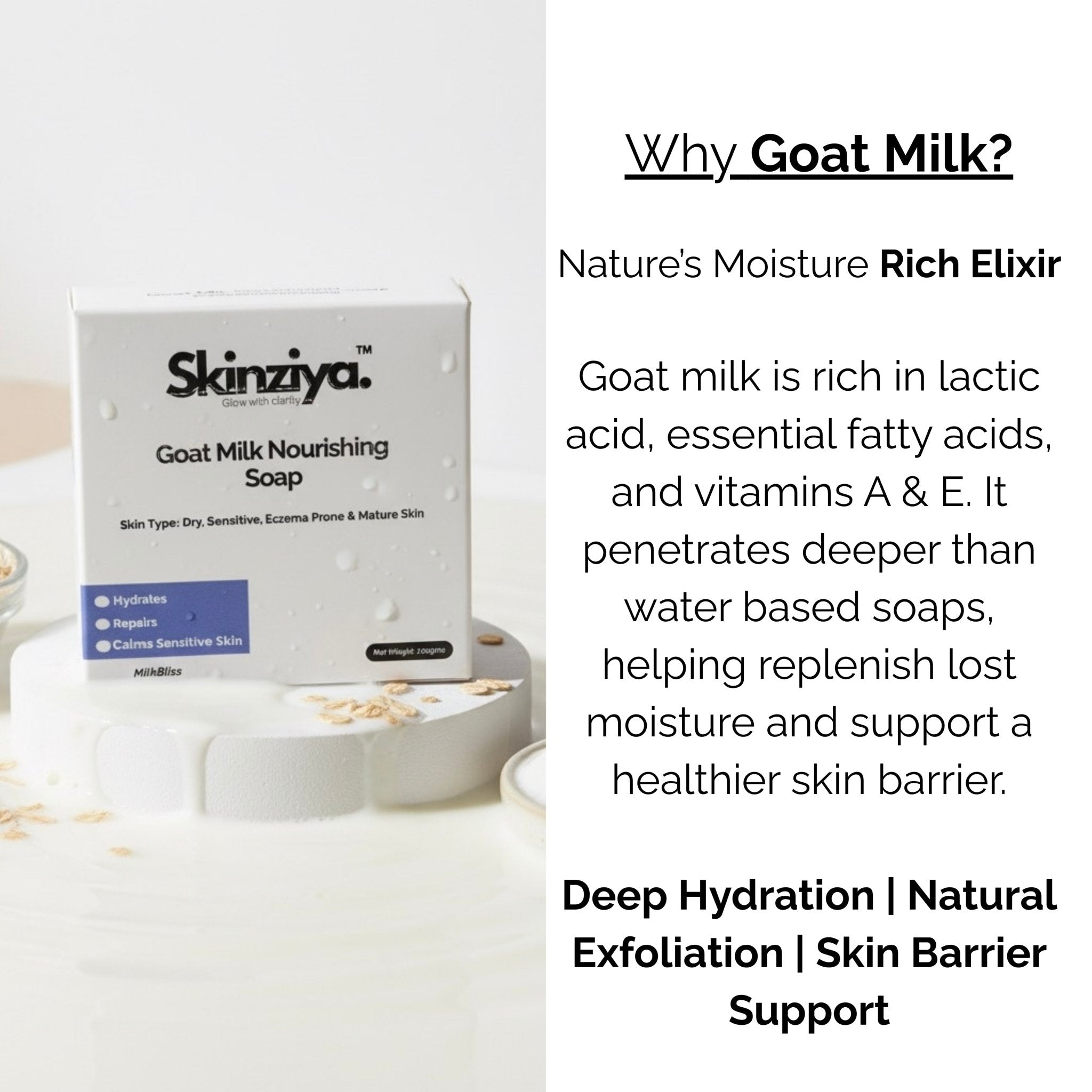 Skinziya Goat Milk Moisturizing Bath Soap – Gentle Hydration Bar - Skinziya