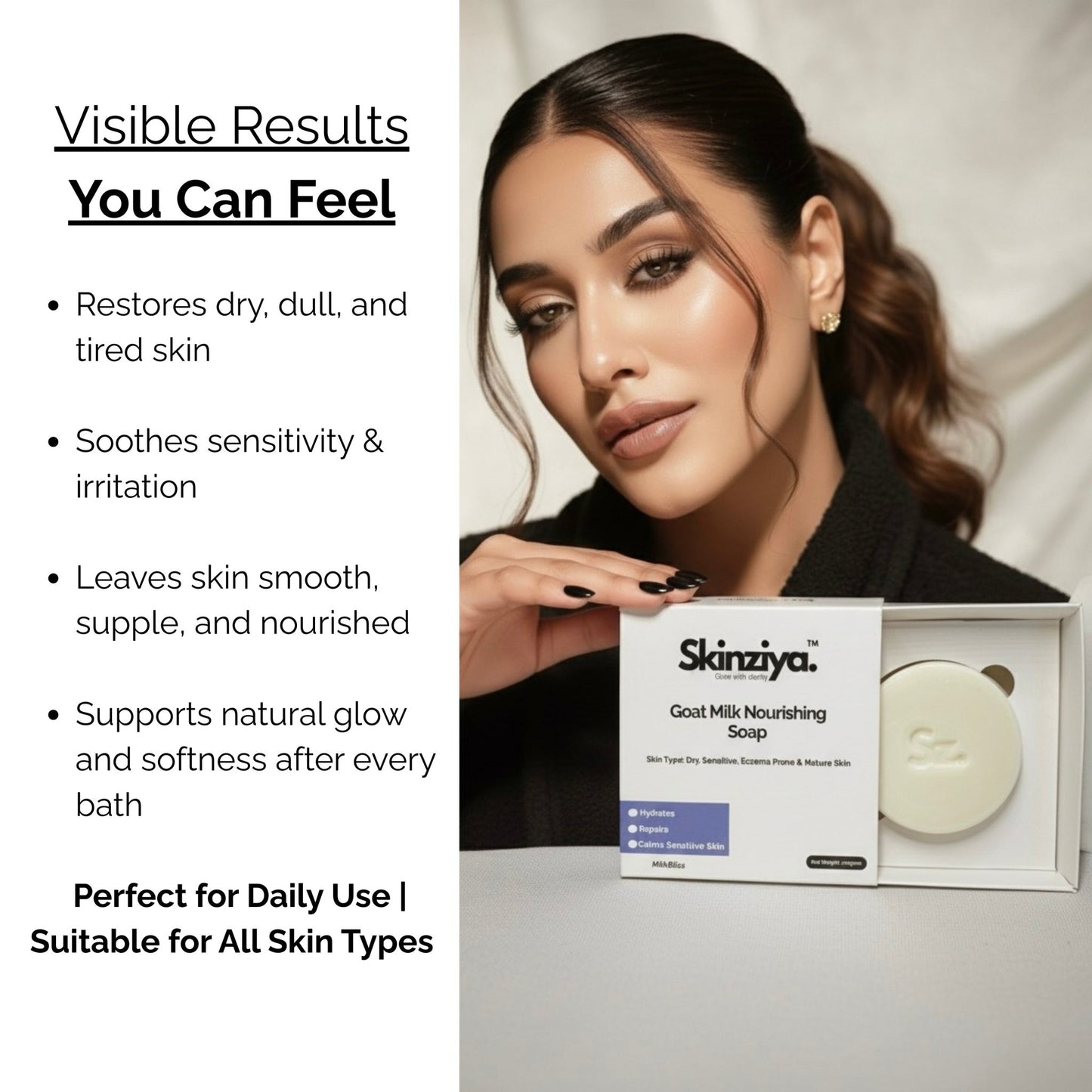 Skinziya Goat Milk Moisturizing Bath Soap – Gentle Hydration Bar - Skinziya