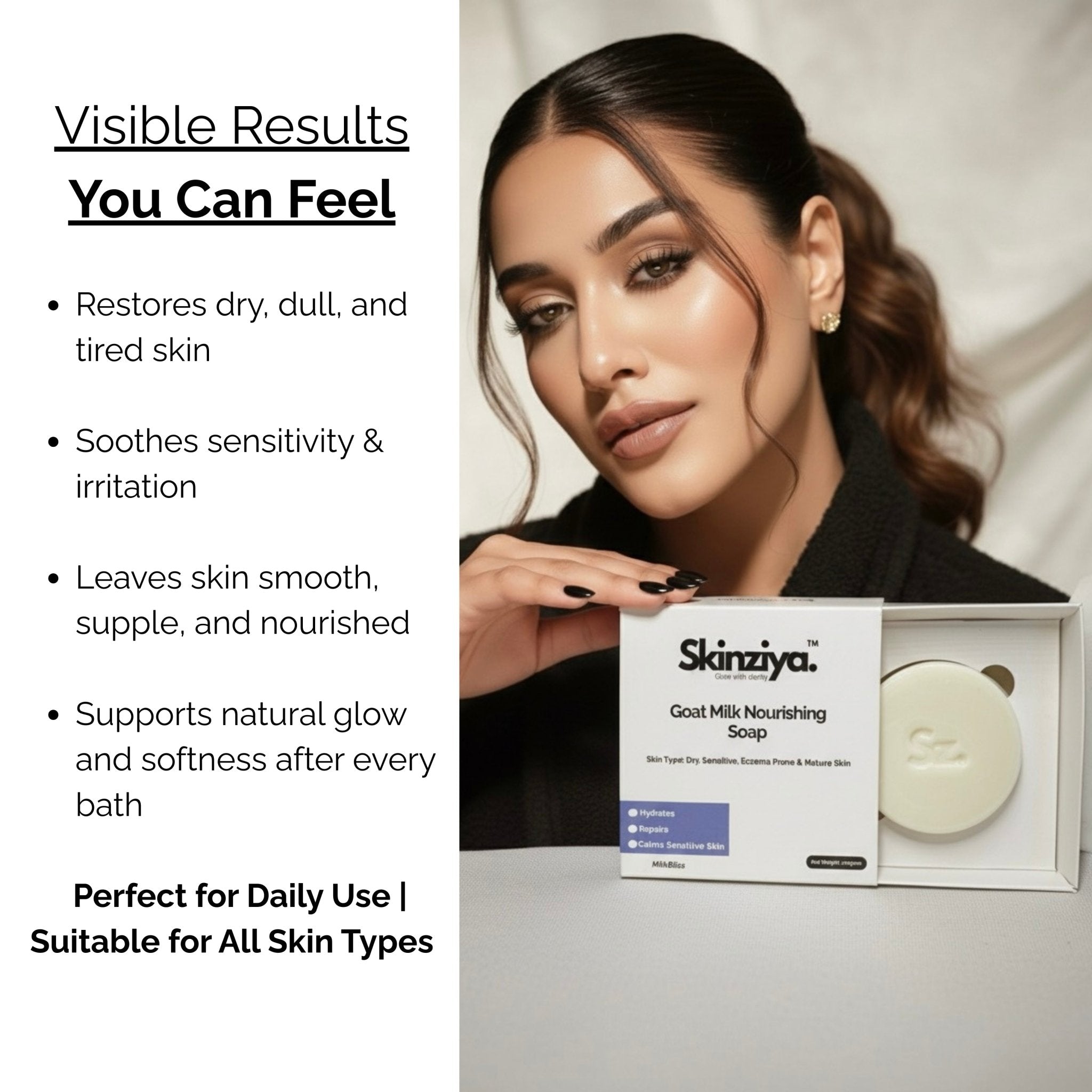 Skinziya Goat Milk Moisturizing Bath Soap – Gentle Hydration Bar - Skinziya