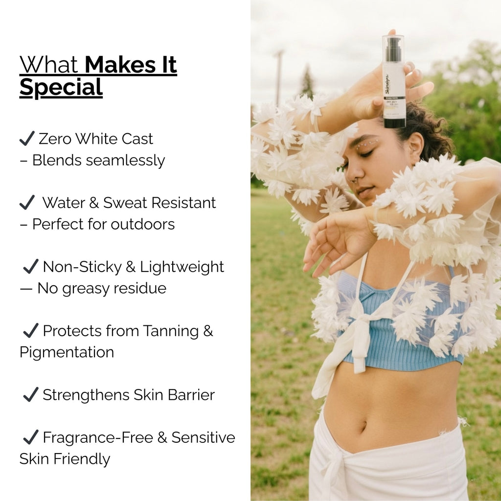Skinziya SPF 50+ PA++++ Sunscreen – Broad Spectrum UVA/UVB Protection - Skinziya
