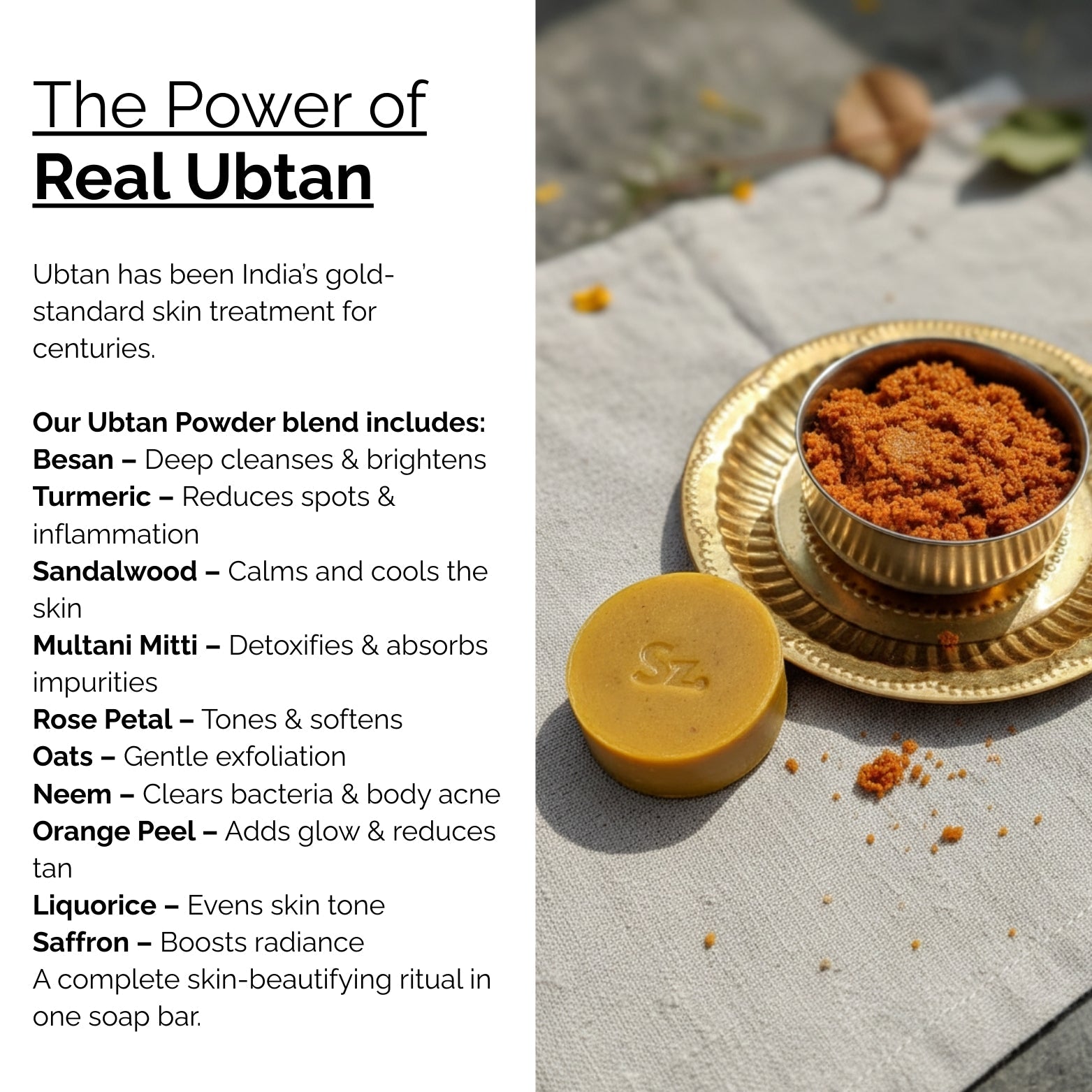 Skinziya Ubtan Herbal Brightening Bath Soap – Turmeric & Sandalwood - Skinziya