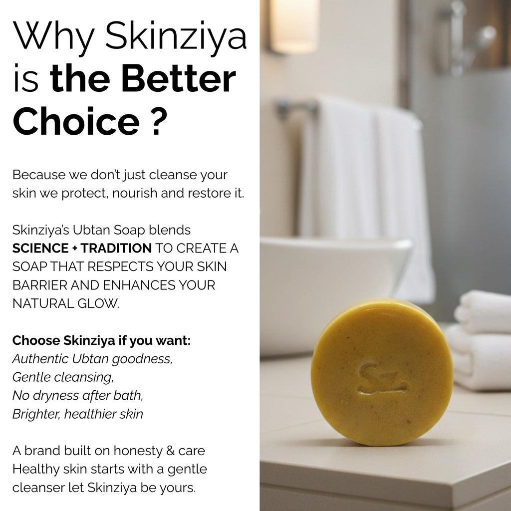 Skinziya Ubtan Herbal Brightening Bath Soap – Turmeric & Sandalwood - Skinziya