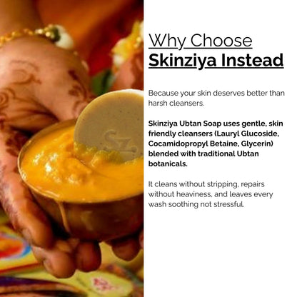 Skinziya Ubtan Herbal Brightening Bath Soap – Turmeric & Sandalwood - Skinziya